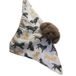 MUDPIE Baby Lovey Security Blanket White Brown Dog‎ Plush